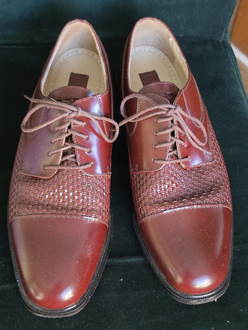 Florsheim Men's Brown Leather Woven Classic Lace Up Dress Shoes 11